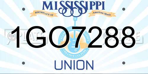 1GO7288 Mississippi License Plate