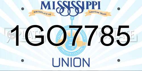 1GO7785 Mississippi License Plate