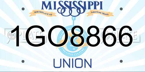 1GO8866 Mississippi License Plate