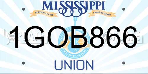 1GOB866 Mississippi License Plate