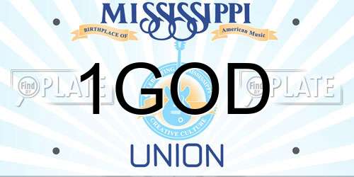1GOD Mississippi License Plate
