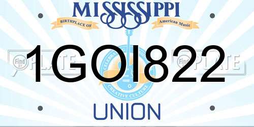 1GOI822 Mississippi License Plate