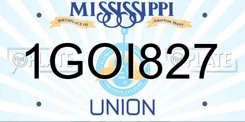 1GOI827 Mississippi License Plate