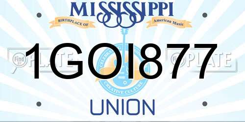 1GOI877 Mississippi License Plate