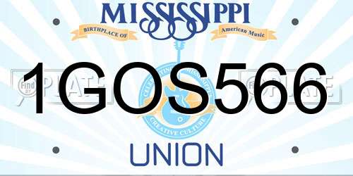 1GOS566 Mississippi License Plate