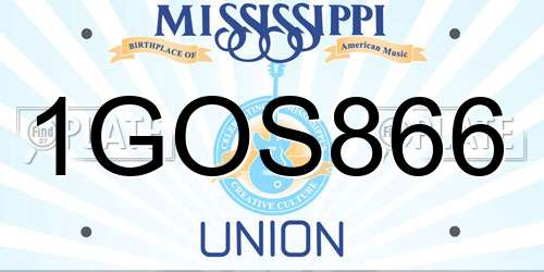 1GOS866 Mississippi License Plate
