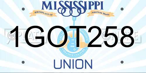 1GOT258 Mississippi License Plate