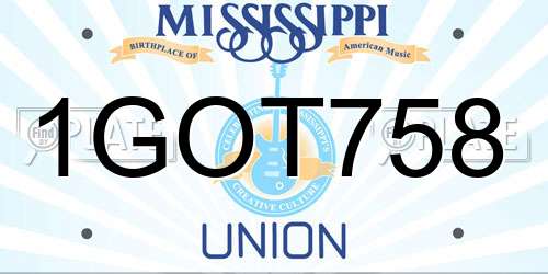 1GOT758 Mississippi License Plate