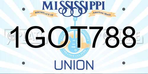 1GOT788 Mississippi License Plate