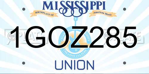 1GOZ285 Mississippi License Plate