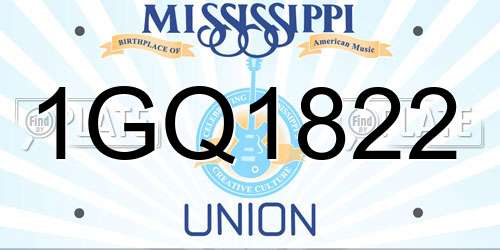 1GQ1822 Mississippi License Plate
