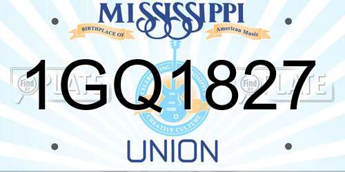 1GQ1827 Mississippi License Plate