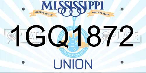 1GQ1872 Mississippi License Plate