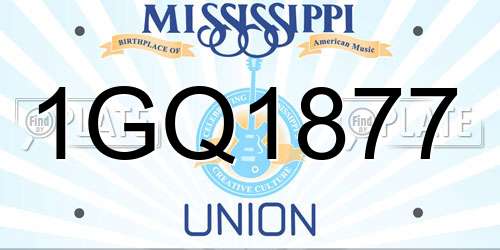 1GQ1877 Mississippi License Plate