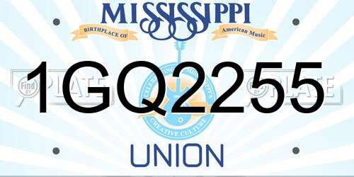 1GQ2255 Mississippi License Plate