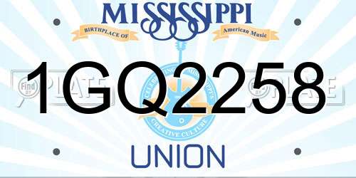 1GQ2258 Mississippi License Plate