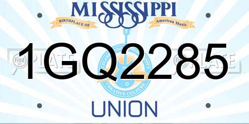 1GQ2285 Mississippi License Plate