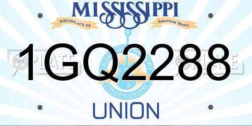 1GQ2288 Mississippi License Plate
