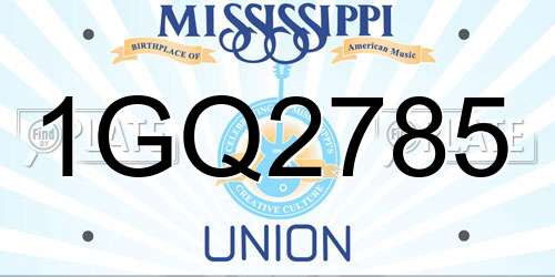 1GQ2785 Mississippi License Plate