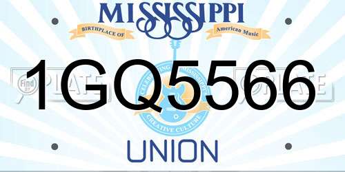 1GQ5566 Mississippi License Plate