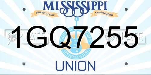 1GQ7255 Mississippi License Plate