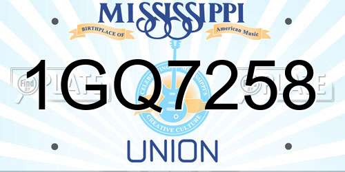 1GQ7258 Mississippi License Plate