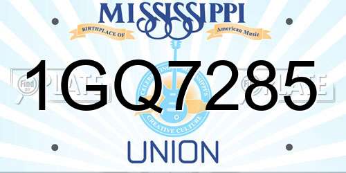 1GQ7285 Mississippi License Plate