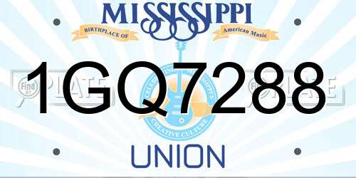 1GQ7288 Mississippi License Plate