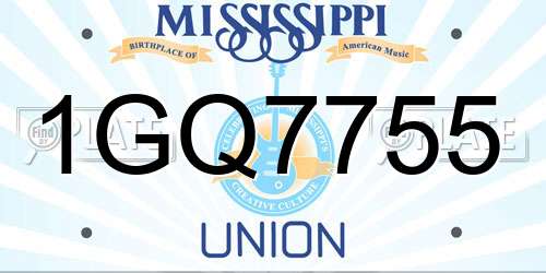 1GQ7755 Mississippi License Plate