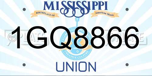 1GQ8866 Mississippi License Plate