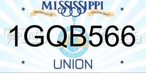 1GQB566 Mississippi License Plate