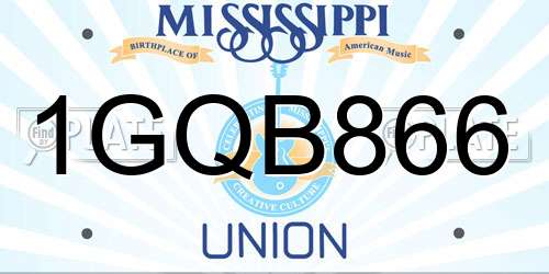 1GQB866 Mississippi License Plate