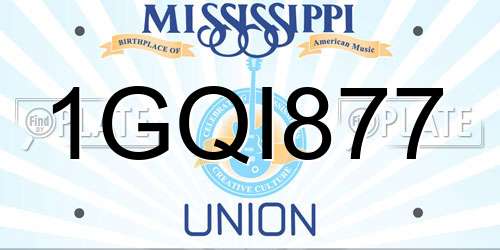 1GQI877 Mississippi License Plate
