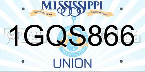 1GQS866 Mississippi License Plate