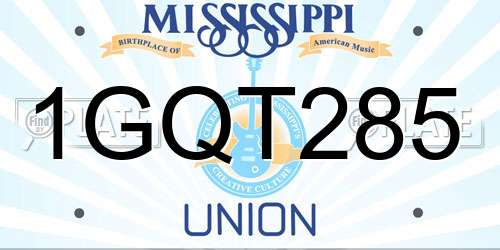 1GQT285 Mississippi License Plate