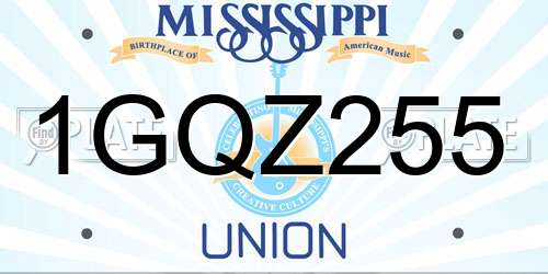 1GQZ255 Mississippi License Plate