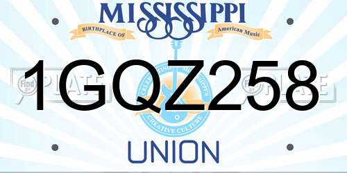 1GQZ258 Mississippi License Plate