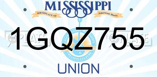 1GQZ755 Mississippi License Plate