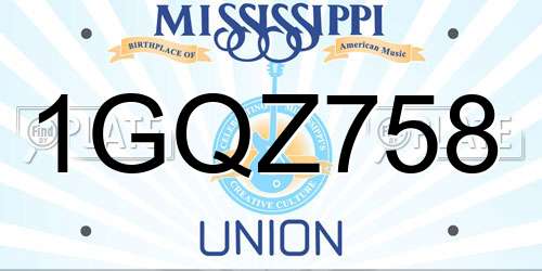 1GQZ758 Mississippi License Plate