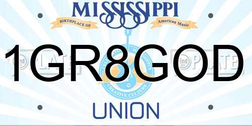 1GR8GOD Mississippi License Plate
