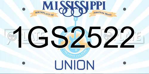 1GS2522 Mississippi License Plate