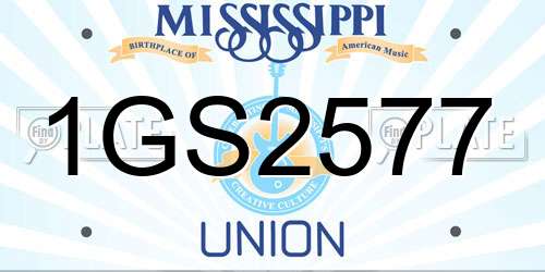 1GS2577 Mississippi License Plate