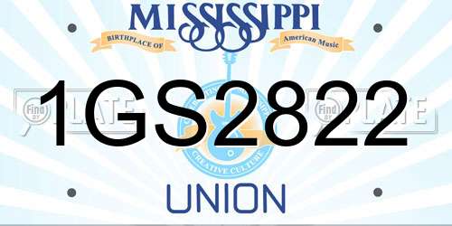 1GS2822 Mississippi License Plate