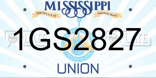 1GS2827 Mississippi License Plate