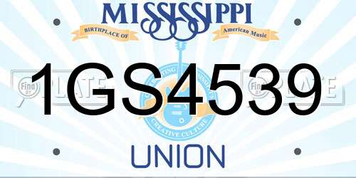 1GS4539 Mississippi License Plate
