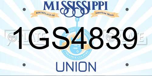 1GS4839 Mississippi License Plate