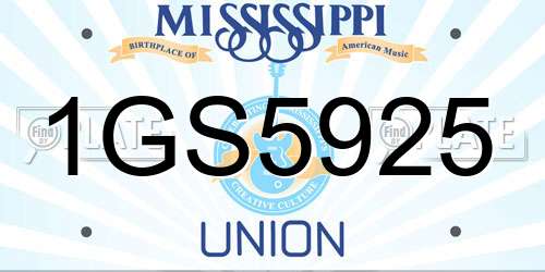 1GS5925 Mississippi License Plate