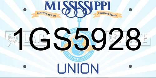 1GS5928 Mississippi License Plate