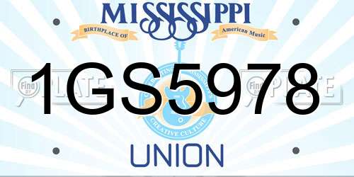 1GS5978 Mississippi License Plate