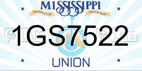 1GS7522 Mississippi License Plate